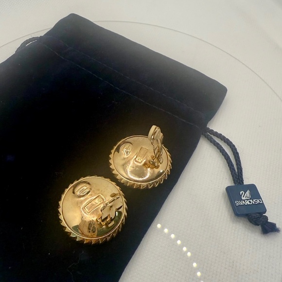 Swarovski SAL Rhinestone Dentelle Faceted Faux Amethyst Earrings - Picture 2 of 5